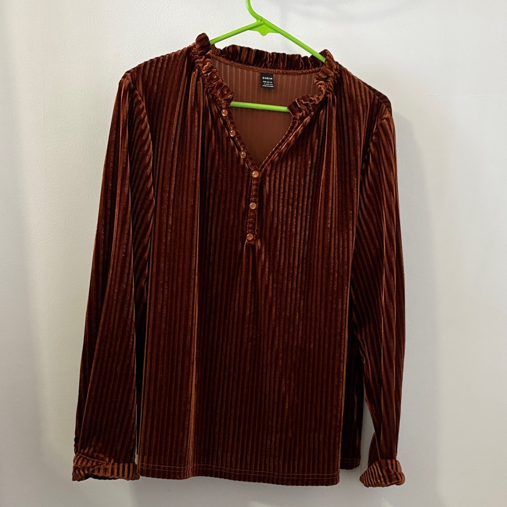SHEIN Brown Velvet Blouse